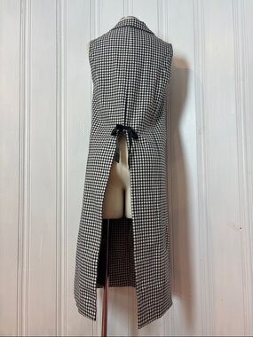 3COLOUR B&W Gingham Longline Vest / Sleeveless Duster Coat – Size M